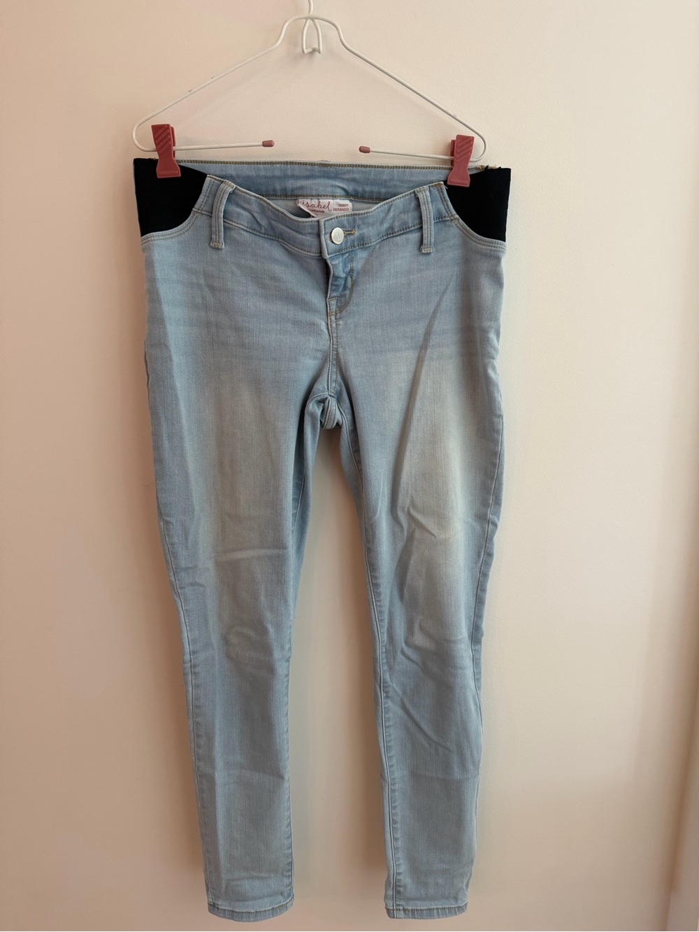 Isabel Maternity by Ingrid & Isabel Light Blue Skinny Jeans with Black Panel